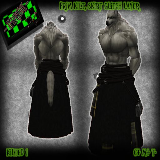 Second Life Marketplace 1st Act Werewolf Punk Combat Kilt Black Yellow